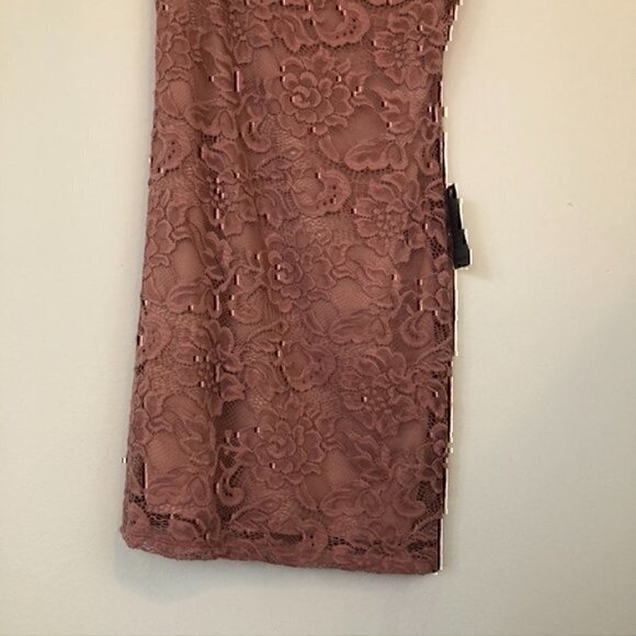 NEW NWT DUAL NATURE Lace One Shoulder Mini Dress Mauve Pink Floral Lace Medium M - Picture 12 of 12